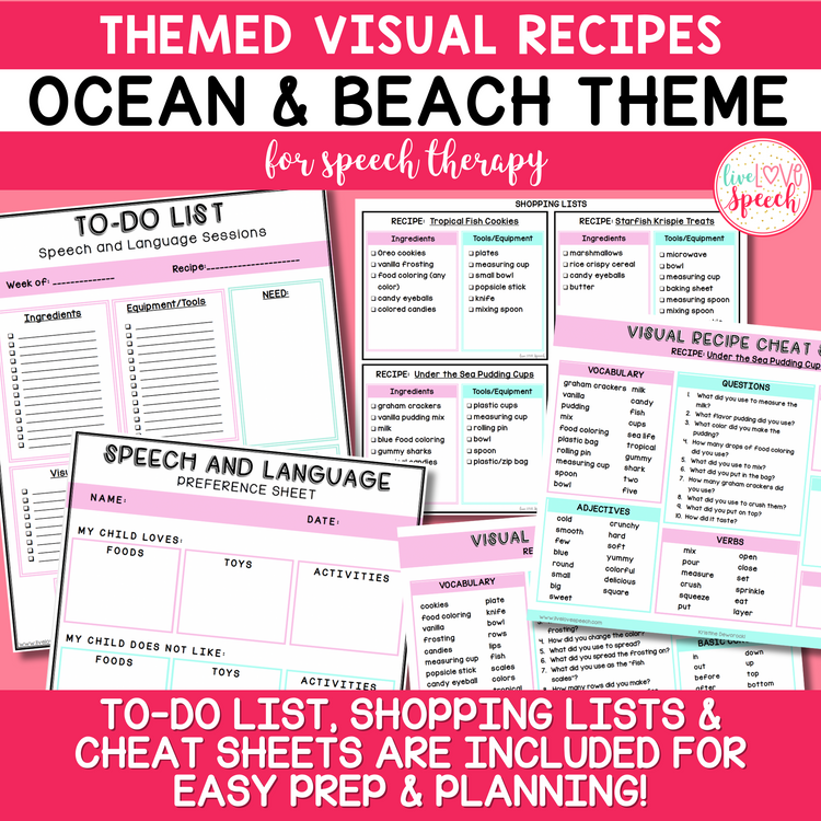 Themed Visual Recipes for Speech Therapy | Ocean and Beach Theme