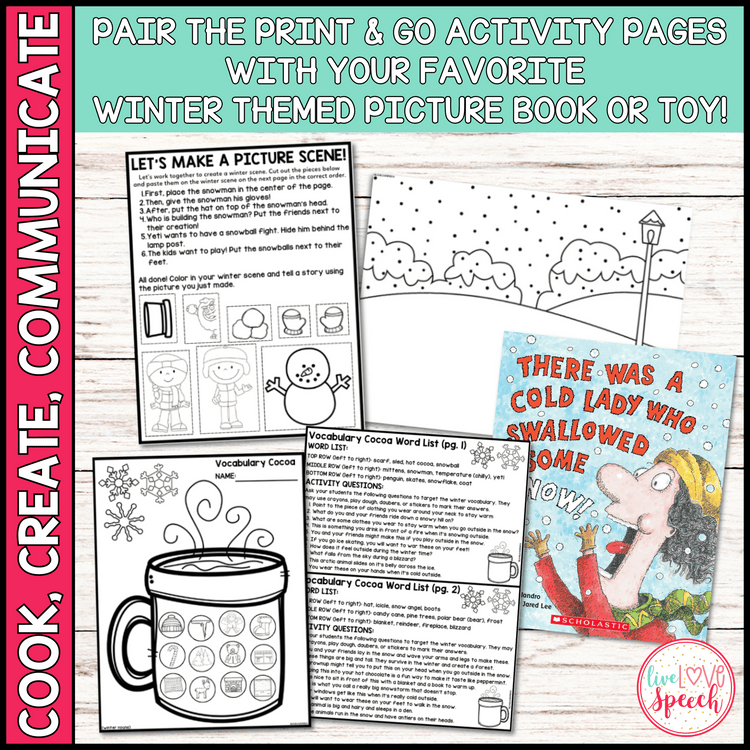 WINTER Themed Speech Therapy Activity Pack | Cook, Create, Communicate!