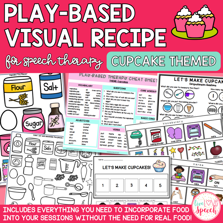 Play-Based Visual Recipe Resource for Speech Therapy | Cupcake Themed