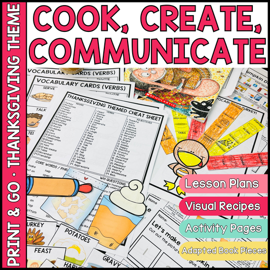 Thanksgiving Themed Speech Therapy Activities | Cook, Create, Communicate