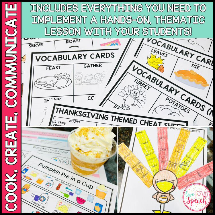 Thanksgiving Themed Speech Therapy Activities | Cook, Create, Communicate
