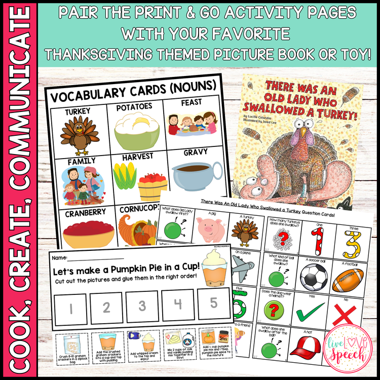 Thanksgiving Themed Speech Therapy Activities | Cook, Create, Communicate