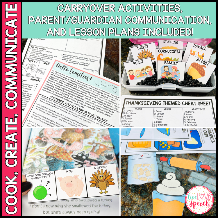 Thanksgiving Themed Speech Therapy Activities | Cook, Create, Communicate