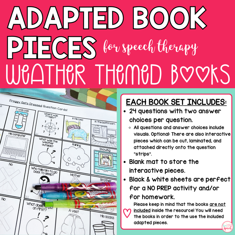 Weather Adapted Book Pieces for Speech Therapy | Special Education