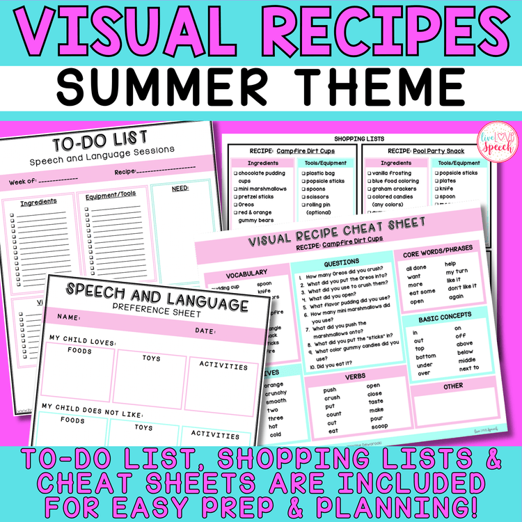 Visual Recipes for Speech Therapy | SUMMER THEME | Life Skills