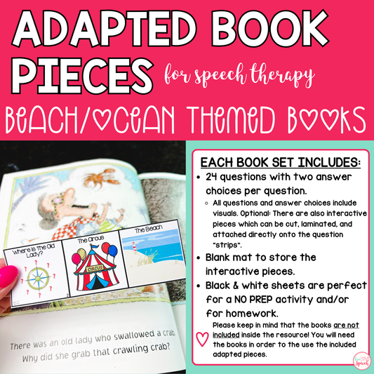 Ocean Beach Adapted Book Pieces for Speech Therapy | Special Education