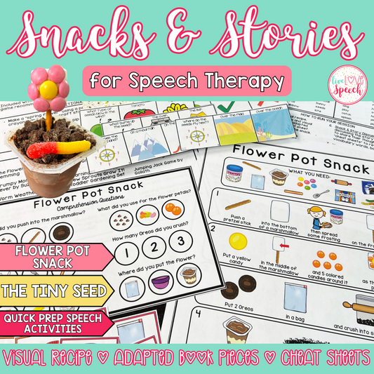 Spring Snacks and Stories for Speech Therapy | Cheat Sheets, ABP, Visual Recipe