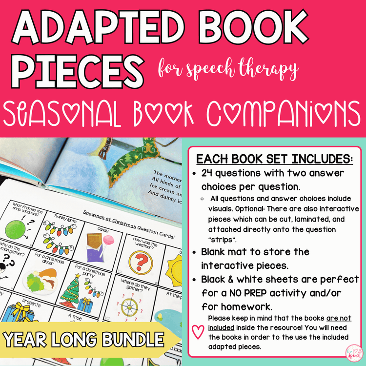 Seasonal Adapted Book Pieces for Speech Therapy | GROWING BUNDLE