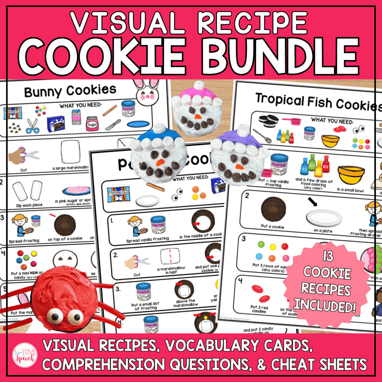 Cookie Visual Recipes BUNDLE | Speech Therapy Activities, Cheat Sheets, & more!