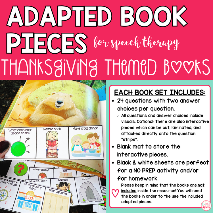 Thanksgiving Adapted Book Pieces for Speech Therapy | Special Education