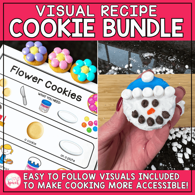 Cookie Visual Recipes BUNDLE | Speech Therapy Activities, Cheat Sheets, & more!