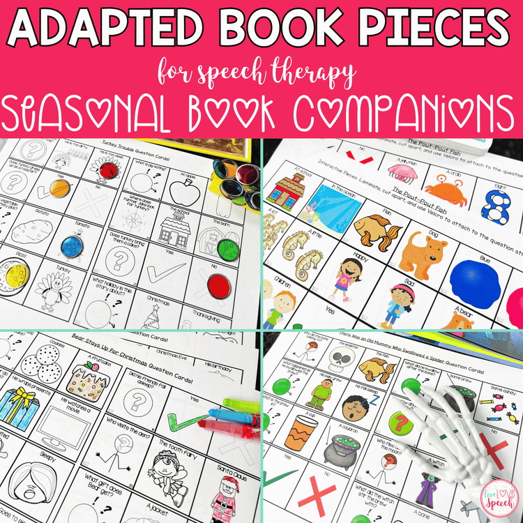 Seasonal Adapted Book Pieces for Speech Therapy | GROWING BUNDLE