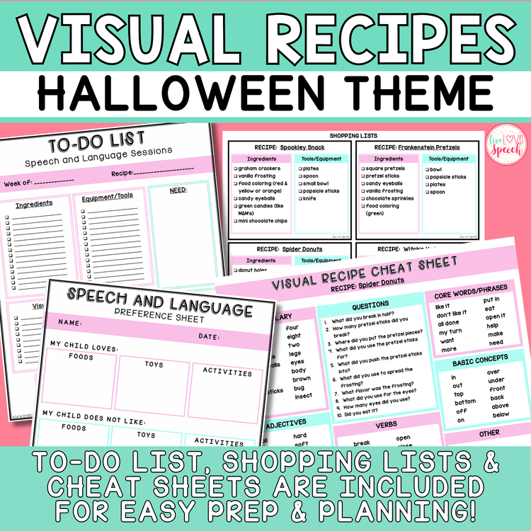 Visual Recipes for Speech Therapy | Halloween Theme | Lifeskills