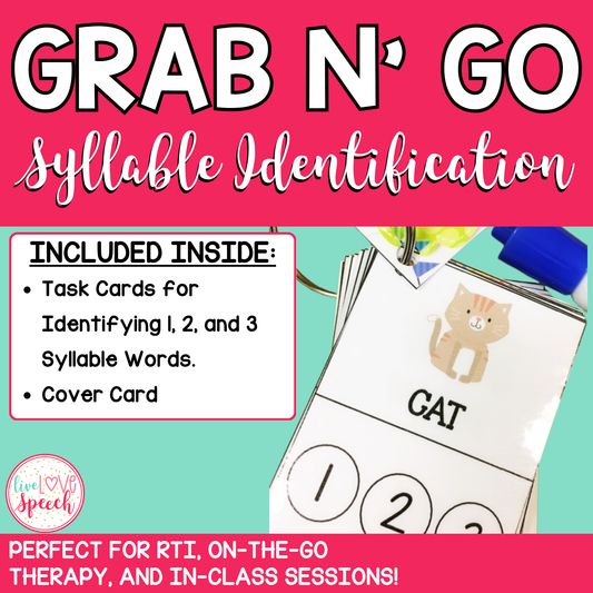 Grab N' Go Syllable Identification | FREEBIE | Phonological Awareness | Speech Therapy