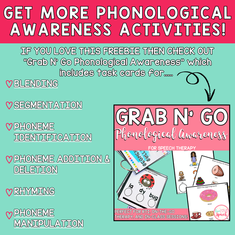 Grab N' Go Syllable Identification | FREEBIE | Phonological Awareness | Speech Therapy