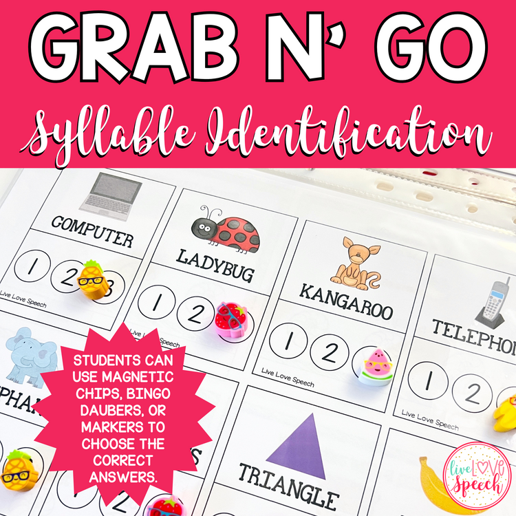 Grab N' Go Syllable Identification | FREEBIE | Phonological Awareness | Speech Therapy