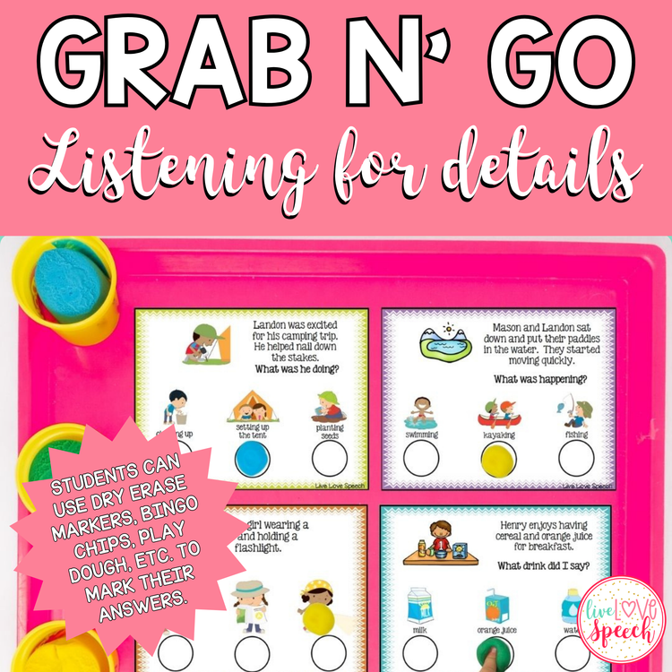 Grab N' Go Listening for Details | Speech Therapy