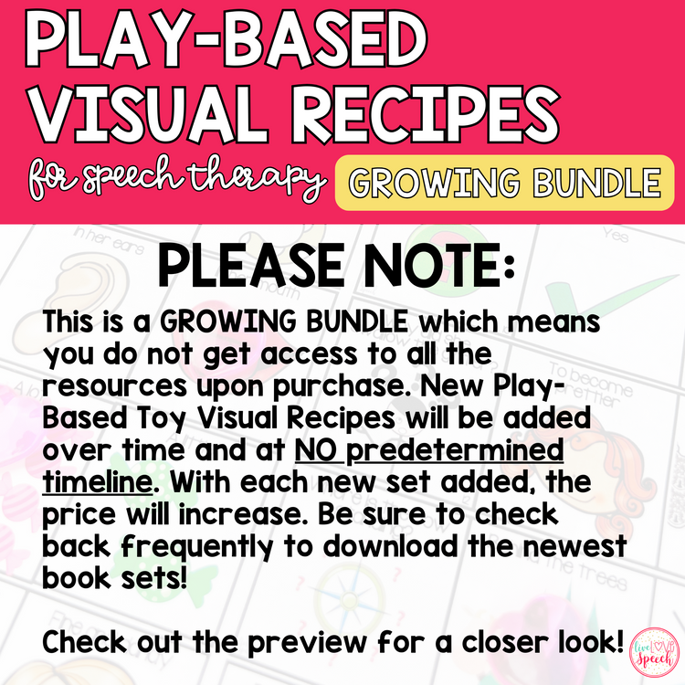 Play-Based Visual Recipe Resource for Speech Therapy | GROWING BUNDLE