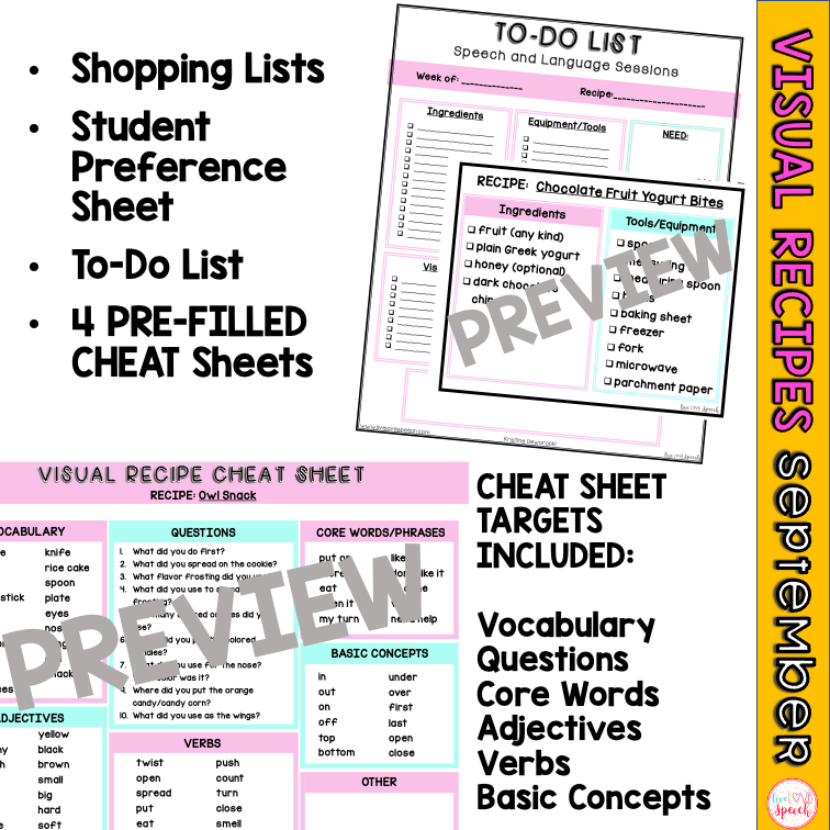 September Visual Recipes Cooking with Kids Speech Therapy Life S