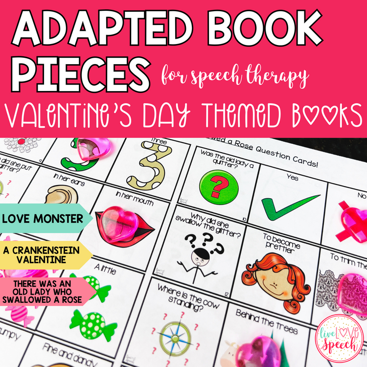Valentine's Day Themed Adapted Book Pieces for Speech Therapy