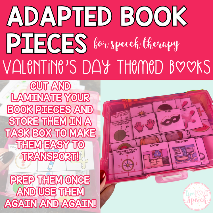 Valentine's Day Themed Adapted Book Pieces for Speech Therapy