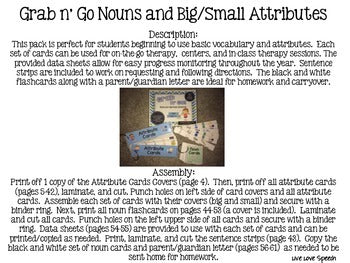 Grab n' Go Nouns and Big/Small Attributes