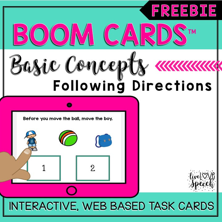 Basic Concepts Following Directions Boom Cards™ | FREEBIE | Speech Therapy