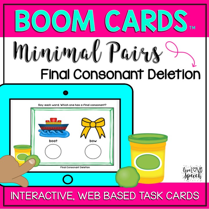 Final Consonant Deletion Minimal Pairs BOOM Cards™ | Distance Learning