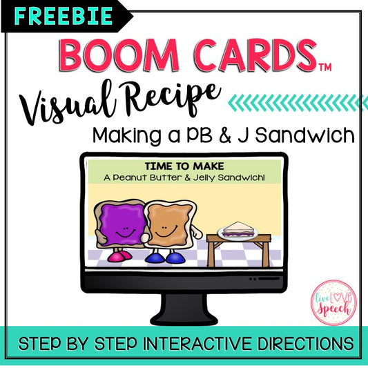 Visual Recipe BOOM Cards™ | Making a PB&J Sandwich | Speech Therapy | FREEBIE