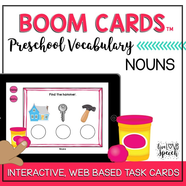 Preschool Vocabulary NOUNS Boom Cards™ | Speech Therapy Distance Learning