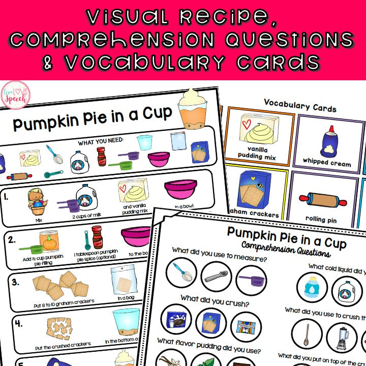 November Visual Recipes Speech Therapy Cooking with Kids Life Sk