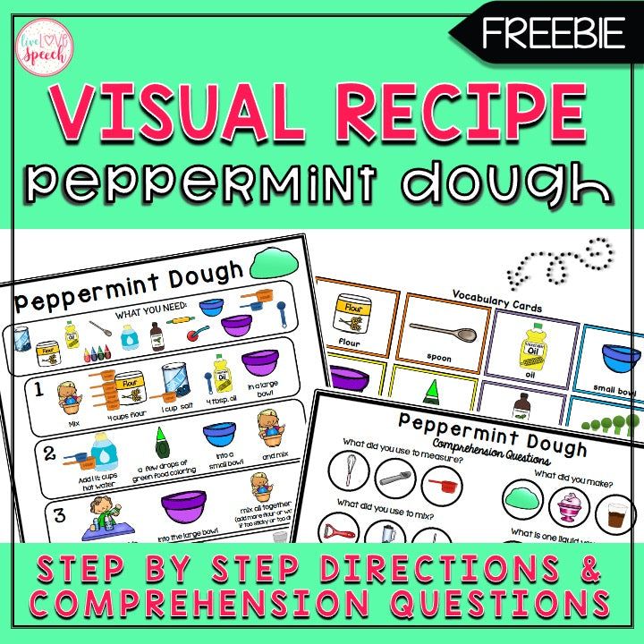 Peppermint Dough Visual Recipe | Freebie | Speech Therapy