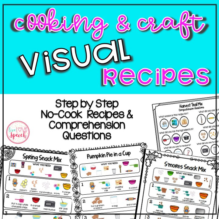 Cooking & Craft Visual Recipe Pack | 50 RECIPES | Speech Therapy | Hands-On Learning