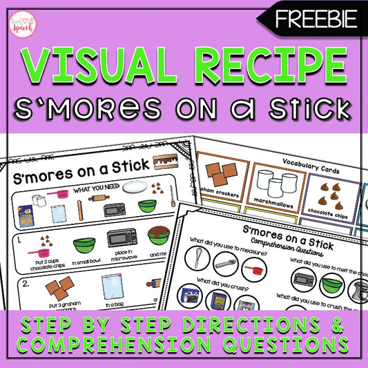 S'mores on a Stick Visual Recipe | Freebie | Speech Therapy