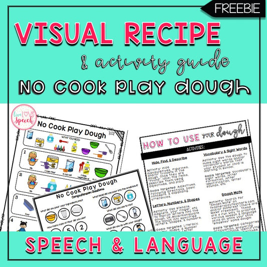 No-Cook Dough Visual Recipe & Activity Guide | FREEBIE | Speech Therapy | Hands-On Learning