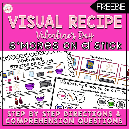 Valentine's Day S'mores on a Stick Visual Recipe | FREEBIE | Speech Therapy