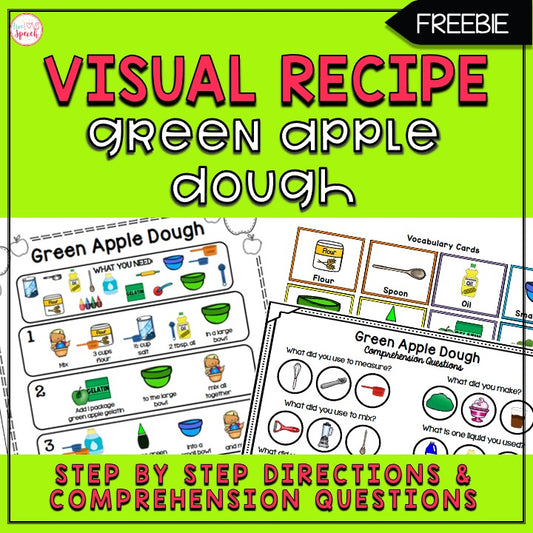 Green Apple Dough Visual Recipe | FREEBIE | Speech Therapy