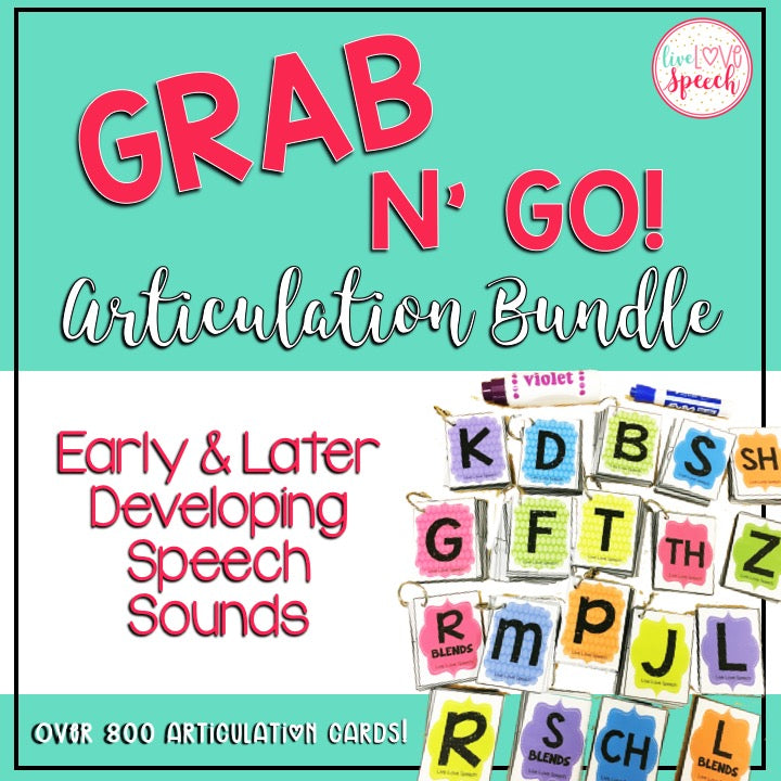 Grab N' Go Articulation BUNDLE | Early & Later Developing Sounds | Speech Therapy