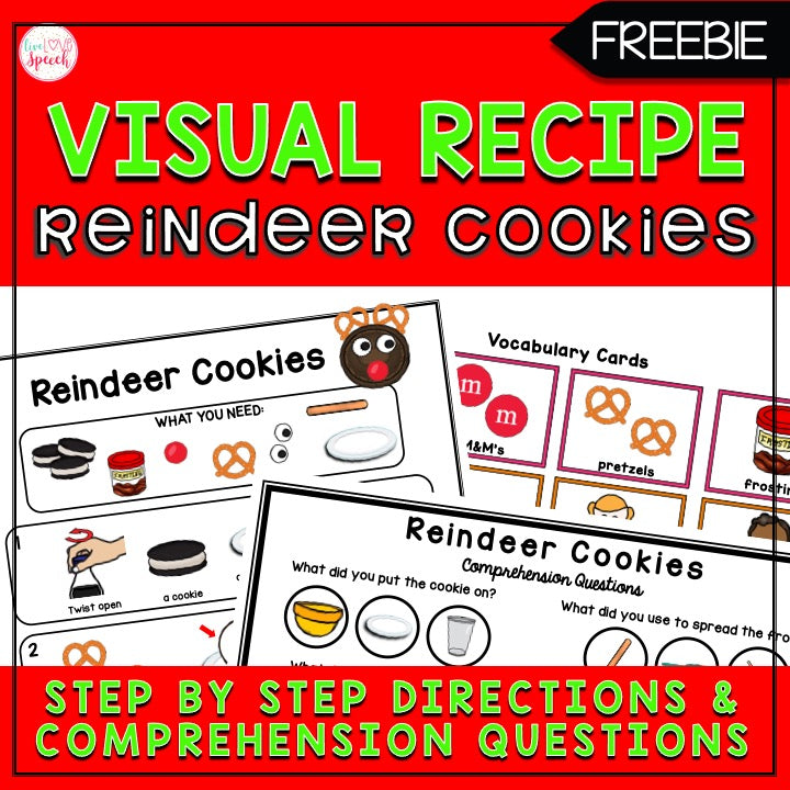 Reindeer Cookies Visual Recipe | Freebie | Cooking for Kids | Speech Therapy