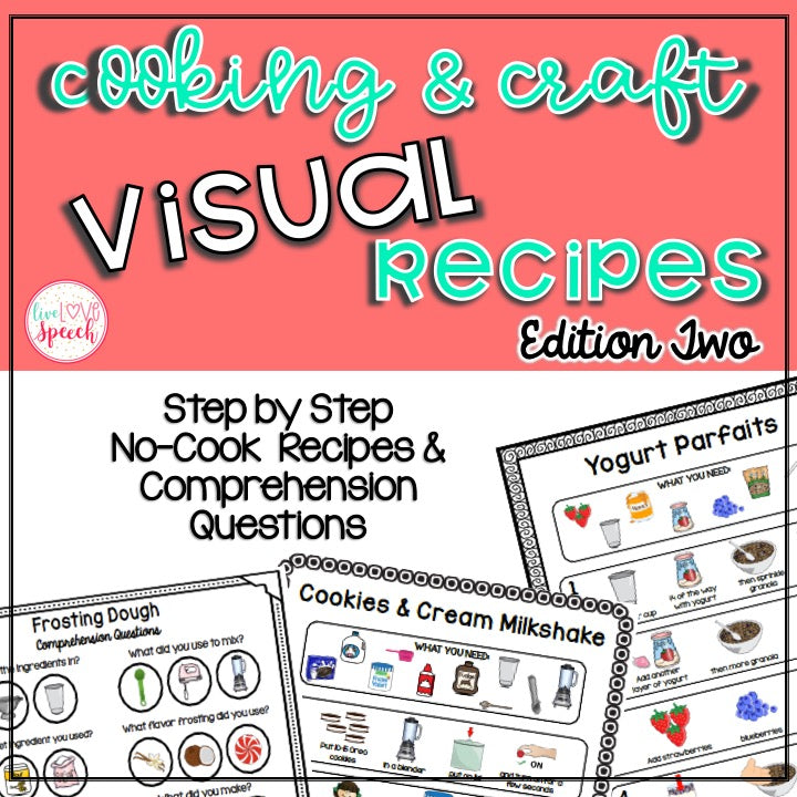 Cooking & Craft Visual Recipe Pack-Edition 2 | 30 RECIPES | Speech Therapy | Hands-On Learning