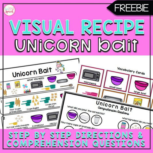 Unicorn Bait Visual Recipe | Freebie | Cooking for Kids | Speech Therapy