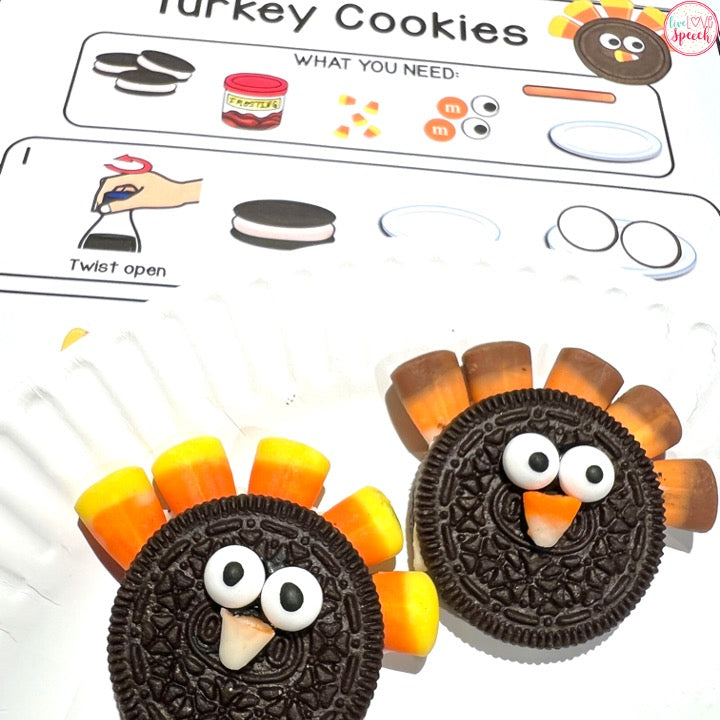 Turkey Cookies Visual Recipe | Freebie | Cooking for Kids | Speech Therapy