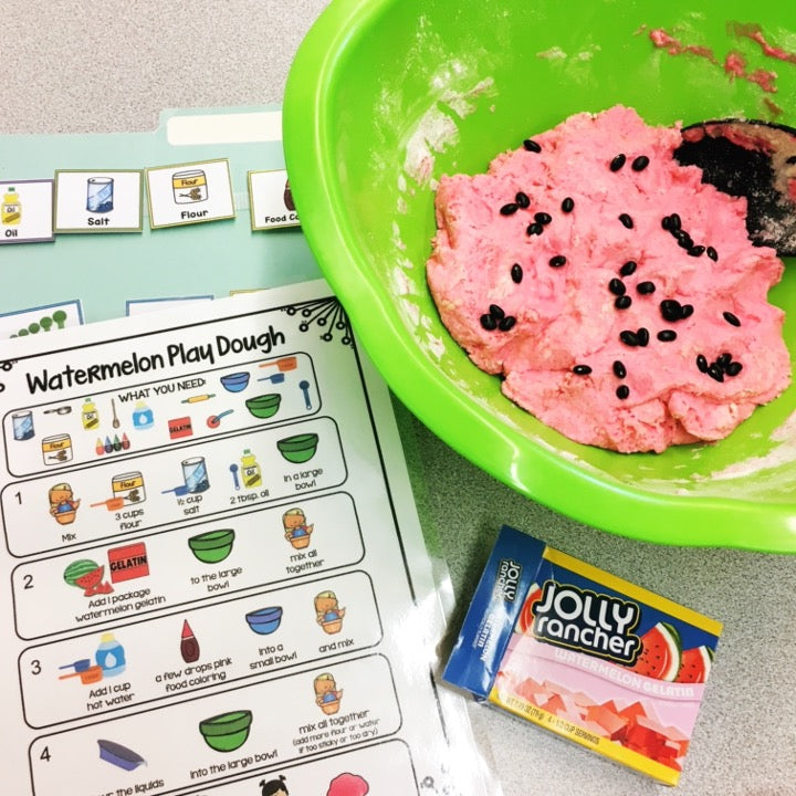 Watermelon Dough Visual Recipe | FREEBIE | Speech Therapy