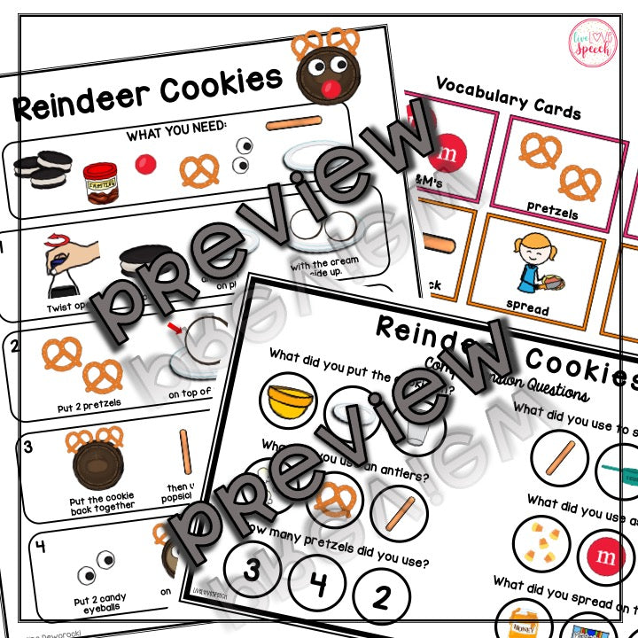 Reindeer Cookies Visual Recipe | Freebie | Cooking for Kids | Speech Therapy
