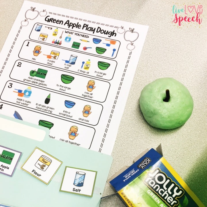 Green Apple Dough Visual Recipe | FREEBIE | Speech Therapy