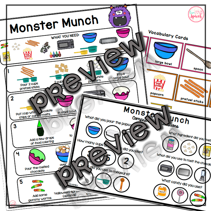 Monster Munch Visual Recipe | Freebie | Cooking for Kids | Speech Therapy