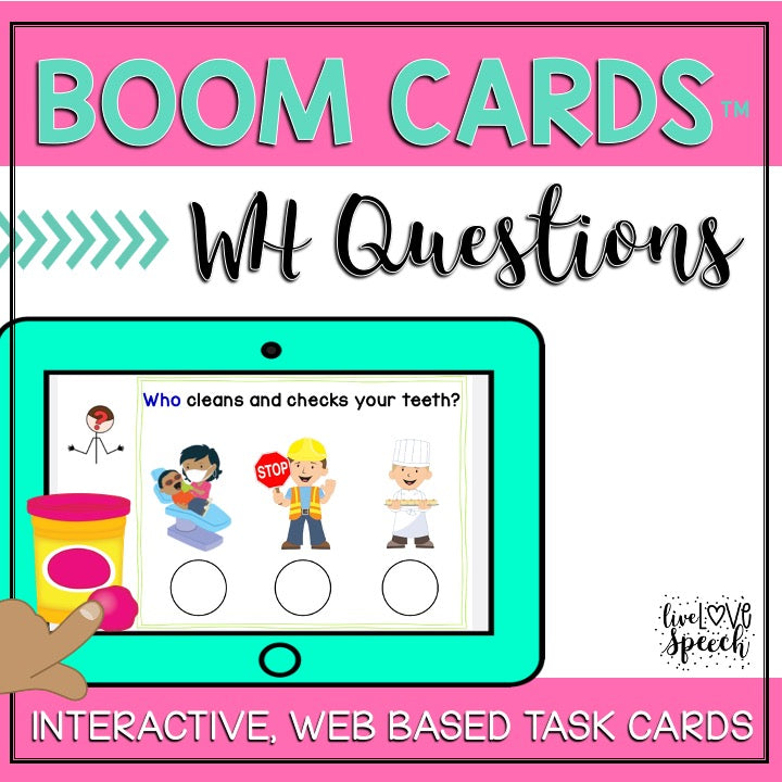 WH Questions BOOM Cards™ | Speech Therapy | Distance Learning