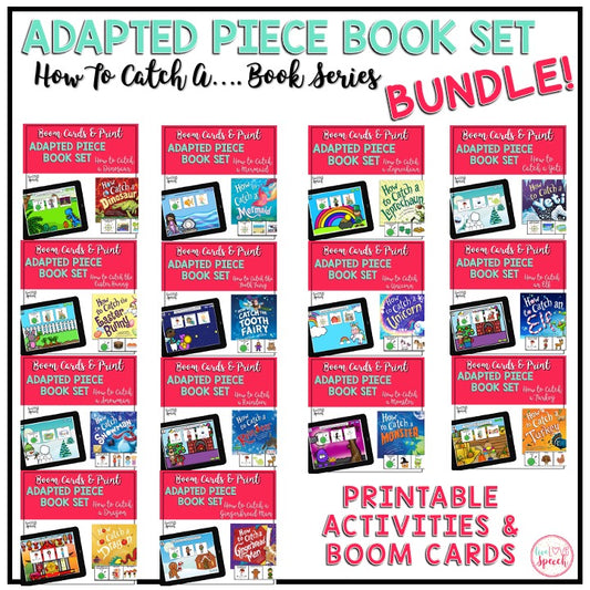 Adapted Book Piece BUNDLE | How to Catch a....BOOK Series | BOOM Cards™ & Print | Speech Therapy