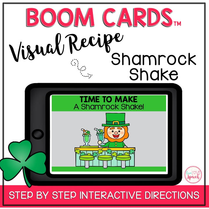 Visual Recipe BOOM Cards™ | SHAMROCK SHAKE | Speech Therapy