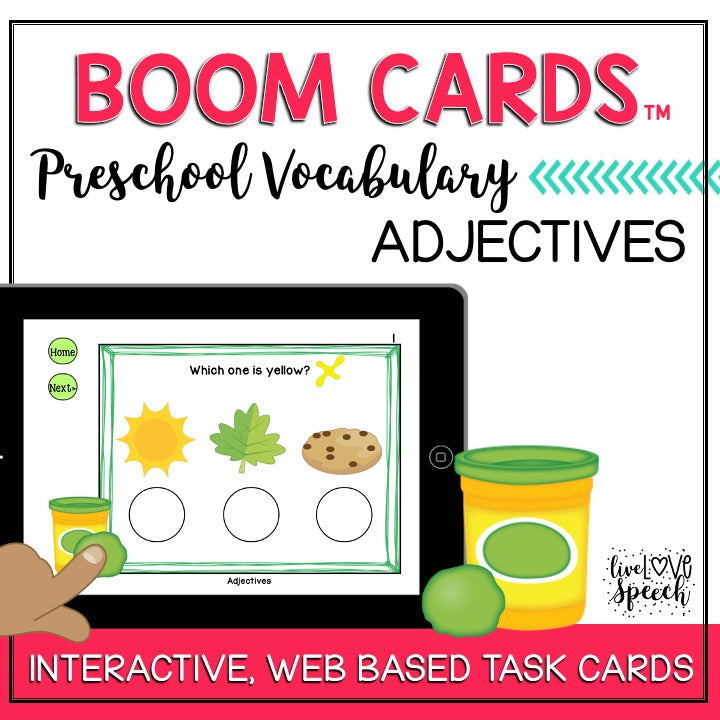 Preschool Vocabulary ADJECTIVES Boom Cards™ | Speech Therapy Distance Learning